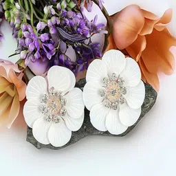 Sangria Artificial Stones Studded Floral Studs-44