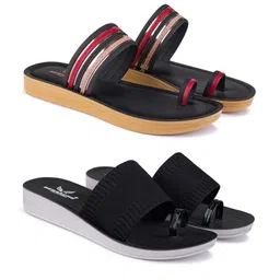 BERSACHE Women Set Of 2 One Toe Flats-image-52
