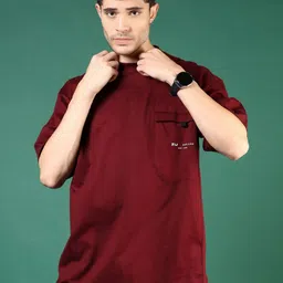 V-Mart Men Solid Round Neck Cotton Oversized T-shirt-image-69