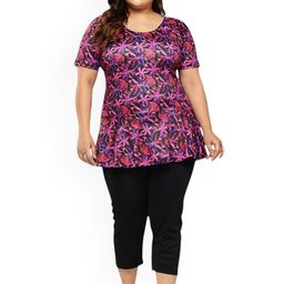 Aarika Plus Size Floral Printed Swim Suit With Cap-20