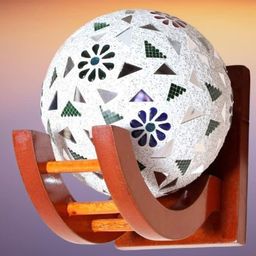 KINIS Brown & White Printed Wooden Abstract Shaped Wall Lamp With Bulb-29