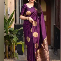 SWEETPEL Ethnic Motifs Woven Design Zari Banarasi Saree-picture-10