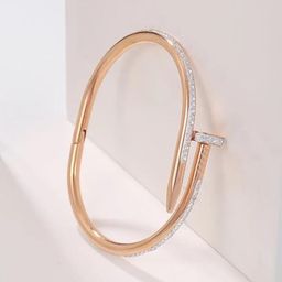 STYOLLO Rose Gold Plated Artificial Stones Studded Bangle Style Bracelet-image-80