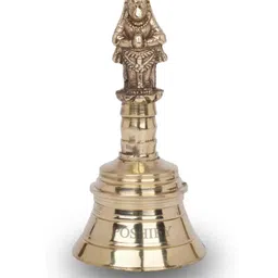 POSHIFY Brass Pooja Bell - HANUMAN Design on Top, Bell for Puja, Meditation, Spiritual Practices-image-34