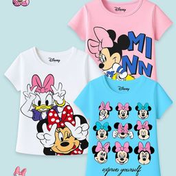 KUCHIPOO Girls 3 Minnie Mouse Striped Applique T-shirt-image-56