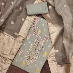 Blissta Floral Embellished Unstitched Dress Material-image-93