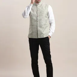 Turtle Self Design Slim-Fit Nehru Jacket image 2