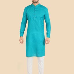 Ethniks Neu-Ron Men Textured Regular Pure Cotton Kurta with Pyjamas-image-83