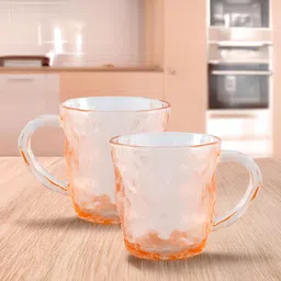 The Better Home Orange 2 Pieces Textured Glass Dishwasher Safe Cups 280ml-image-55