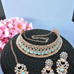 VATSALYA creation Rose Gold-Plated Artificial Stones Alloy Jewellery Set-image-94