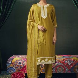 SANISA Women Paisley Embroidered Kurta with Trousers & Dupatta-50