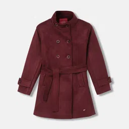 Blue Giraffe Girls Stand Collar  Full Sleeves Double Breasted Overcoat-image-11