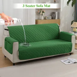 HOKIPO Green Polyester3 Seater Sofa Cover With Arms-image-8