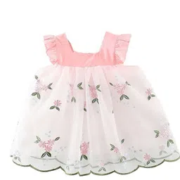 StyleCast x Revolte Girls Floral Georgette Flutter Sleeves Fit & Flare Dress-picture-0