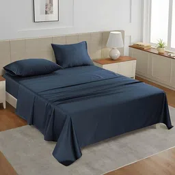 LANE LINEN Navy Blue King Bedsheet with 2 Pillow Covers-image-55