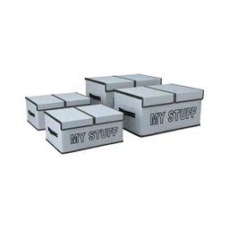 Aura Grey & Black 4 Pieces My Stuff-Printed Double Lid 2 Compartments Drawer Organisers-5