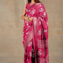 KALINI Floral Printed Zari Saree-image-99