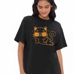 Moda Rapido Women Graphic Printed Round Neck Cotton Oversized T-shirt-picture-23