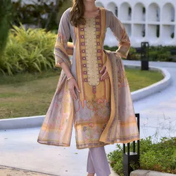 Siya Fashion Ethnic Motifs Printed Mirror Work Straight Kurta With Trousers And Dupatta-picture-8