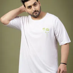 Rigo Men Plus Size Floral Printed Round Neck Cotton Oversized T-shirt-image-60