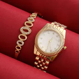 HAUTE SAUCE by Campus Sutra Women Set Of 2 The Ribbed H-Link Watch & Bangle SSM25_HSWB514-image-17
