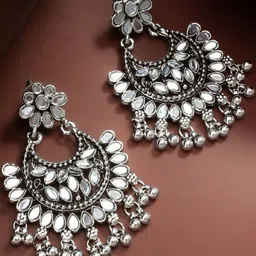 Sangria Women Silver Plated AD Studded Classic Chandbalis Earrings-picture-15