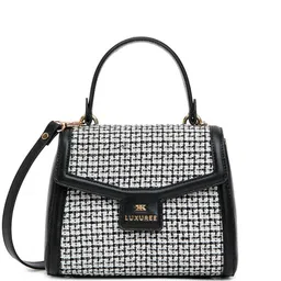 KLEIO Women Checked Structured Handheld Bag-17