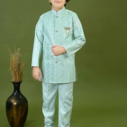 BT DEZINES Boys Zig Zag Embroidered Sequined Sherwani Set-image-82