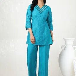 Soch Embroidered Tunic With Trousers Co-Ord-image-64
