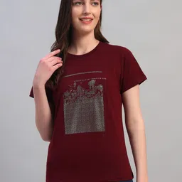 Cantabil Printed Round Neck Placement T-shirt-image-91