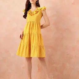BAESD Printed Tiered Fit & Flare Midi Dress-image-6