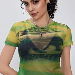 LULU & SKY Women Round Neck Abstract Print Sheer Top-picture-24