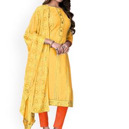 HERE&NOW Striped Embroidered Gotta Patti Cotton Unstitched Dress Material-image-82