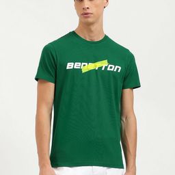 United Colors of Benetton Men Typography Printed Pure Cotton Applique T-shirt-image-99