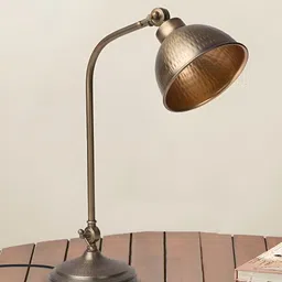 Fabindia Copper-Toned Textured Metal Abstract Shaped Table Lamp-19