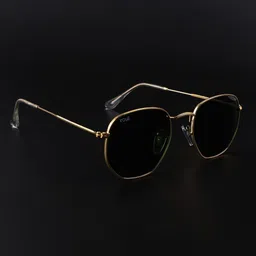 Irayz Unisex Hexagon Trendy Sunglasses With UV Protected 3549-Gold-Green-Gold-picture-29