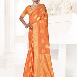 Anouk Rustic Ethnic Motifs Woven Design Chanderi Saree With Unstitched Blouse Piece-31