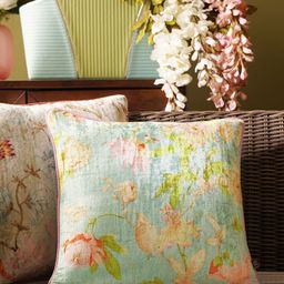 Pure Home and Living Orange & Blue Floral Velvet Square Cushion Covers-39