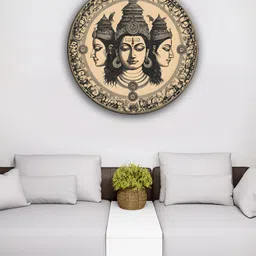 OLIVE TREE Cream-Colored & Black God With Three Heads Wall Hanging-image-7