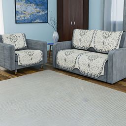 Aura Grey & White Printed Cotton Sofa Cover-15
