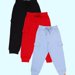 KiddoPanti Boys Pack Of 3 Pure Cotton Track Pants-picture-49