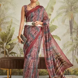 RACHNA Geometric Printed Chanderi Saree-10