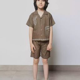 roopvastra Boys Embroidered Pure Cotton Shirt With Shorts-image-99