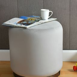 Shadowkart Grey And Gold Toned Wooden Cylindrical Pouffes Ottomans-image-77
