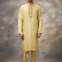 Rivaar By Rocky Star Embroidered Mandarin Collar Kurta With Trousers-image-53