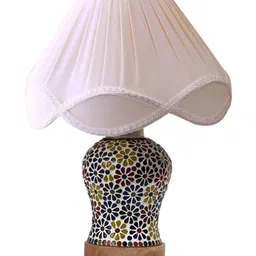 Aura Off White Frustum Shaped Wooden Table Lamp image 3