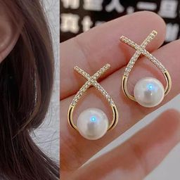 Vembley Gold-Plated Alloy Pearls Studs-image-86