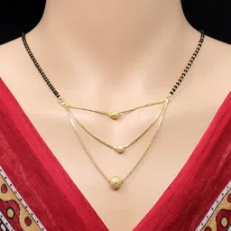 soni designs SONI Golden Princess Traditional Gold Plated mangalsutra (18 inch length) three layered mangalsutra-picture-4