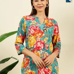 THE FAB FACTORY Women Pack Of 2 Floral Printed Mandarin Collar Top-picture-20
