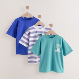 NEXT Boys Pack of 3 Drop-Shoulder Sleeves Pure Cotton T-shirt-51
